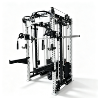 Équipement de fitness professionnel pour salle de sport : Machine Smith avec Lat Pulldown, Low Row, Smith Cable Crosser et double colonne de poids