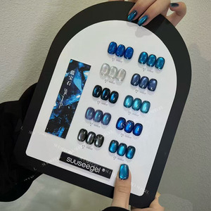 Kit de vernis gel magnétique œil de chat saphir 10 couleurs, à retirer par trempage, UV LED, exclusif pour salon de manucure, avec logo personnalisé, pour nail art - Product Image 1