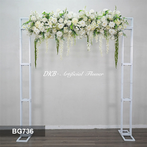 DKB Best Selling Artificial Wedding Ceiling Decorations High Quality Green White Rose Flowers Arrangement Handmade Silk Plastic - Product Image 3