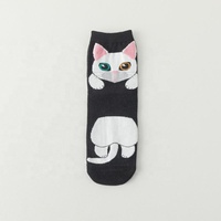 Vente en gros de nouvelles chaussettes coréennes avec animaux de dessins animés, chaussettes en coton avec chat mignon et drôle pour femmes