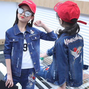 Set di Abbigliamento per Ragazze Adolescenti 2021, Giacca e Pantaloni in Denim, Completo Primaverile e Autunnale con Ricami per Bambine - Product Image 3