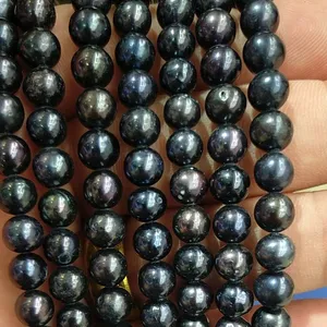 Factory offer fashion handmade jewelry raw material black tahitian loose pearls tahitian pearls strand for jewelry making