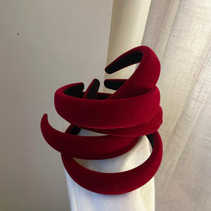 Éponge en velours coréen pour femmes, serre-tête à tête haute, <span class=keywords><strong>filet</strong></span> rouge, style rétro - Product Image 3