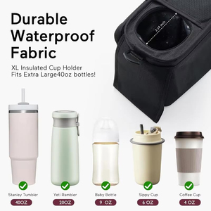 Organisateur universel pour poussette avec porte-gobelet isotherme, sac à téléphone amovible et bandoulière, compatible avec la plupart des poussettes - Product Image 3