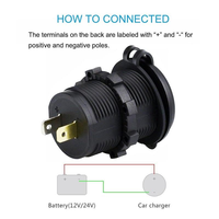 Chargeur de voiture et marine 12V 24V à charge rapide 3.0 et 2.4A avec 2 ports USB-A et lumière LED blanche