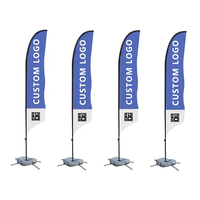Promotion : Drapeau publicitaire extérieur personnalisé imprimé, type couteau, fanion rectangulaire, drapeau de plage Bali Bow, base en croix
