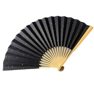 7-10 Inch Retro Zhongyu Rice Paper Folding Fan Surface Colored <b>Gold</b> Sprinkled Blank Calligraphy <b>Painting</b> Fan Black Blue Red Gift - Product Image 3