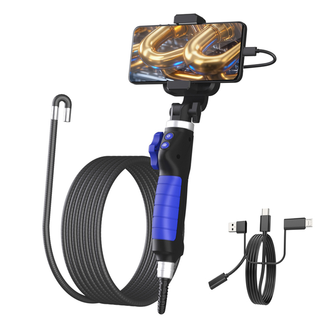 Dearsee 6.4mm Endoscope Inspection Camera with Light 2-Ways Rotating Camera Articulated Probe for Android PC