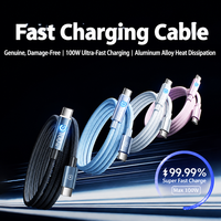 Câble de charge USB-C PD 100W en nylon tressé avec éclairage RGB fluide, puce de protection intelligente intégrée, compatible avec iPhone 16 17 18