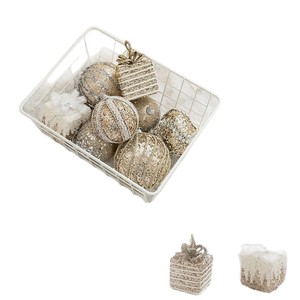 Christmas Tree Ornaments Round <b>Hanging</b> Balls Embossed Joy Design For Holiday Decoration - Product Image 5