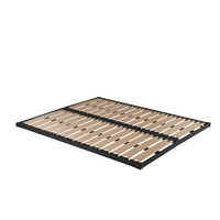 Cadre de lit pliant en métal et bois à lattes plates pour chambre à coucher