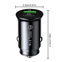 Chargeur de voiture double port USB-A/Type-C avec matériau ABS, adaptateur de charge rapide 3.1A pour allume-cigare automobile