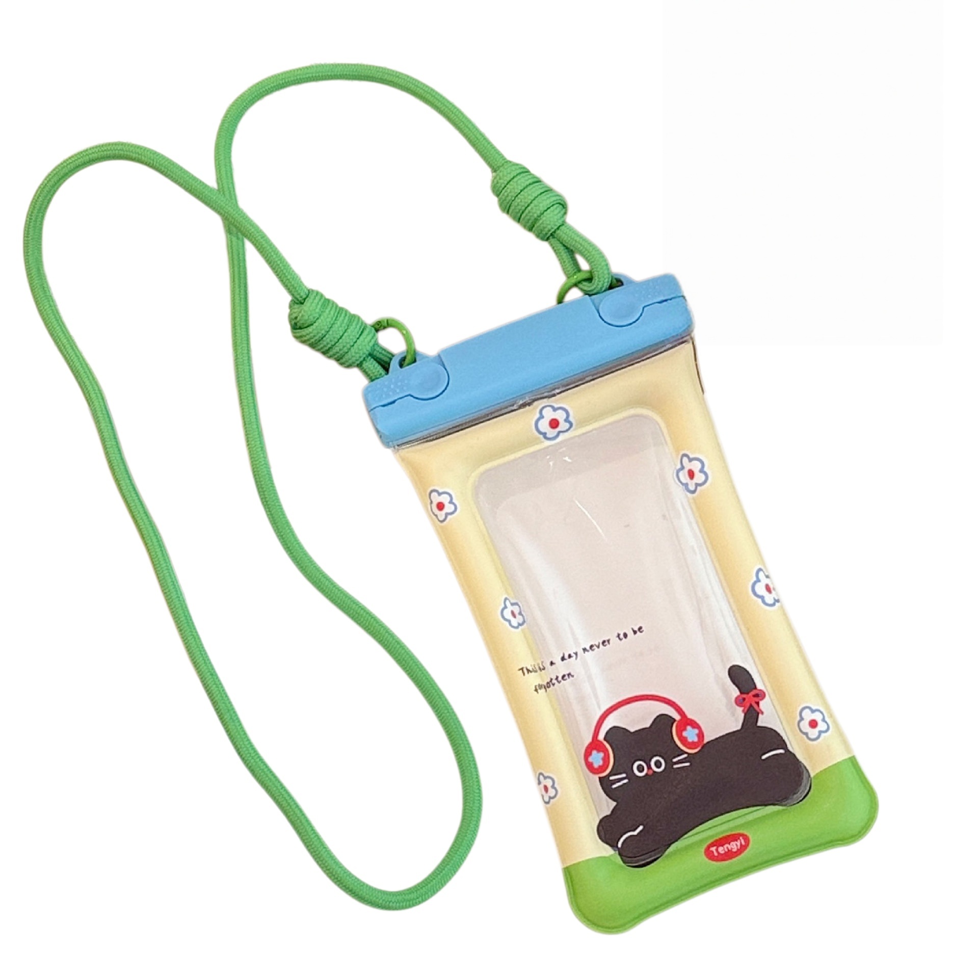 1 green-waterproof bag for earbuds and kittens
