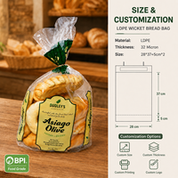Sacs à pain en LDPE de qualité alimentaire, imprimés sur mesure, emballage de boulangerie pour baguette, pain de mie et pain au levain