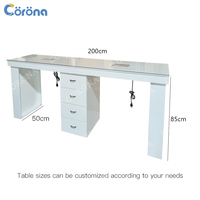 Mobilier de Salon d'Onglerie Moderne Professionnel, Double Table de Manucure en Bois pour Technicienne