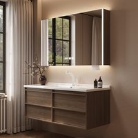 Meuble-lavabo de salle de bain moderne de style vintage avec miroir rectangulaire Cuvette en céramique intégrée Ligne squelette Lavabo combiné
