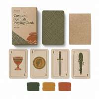 Jeu de cartes Jinayon personnalisé avec logo, 48 cartes, jeu de cartes espagnol vert forêt/ochre, papier kraft, impression mate, coins arrondis carrés