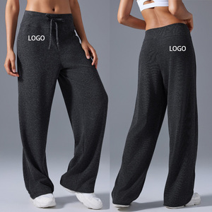 Leggings <span class=keywords><strong>de</strong></span> yoga décontractés personnalisés <span class=keywords><strong>pas</strong></span> chers pour femmes, pantalons <span class=keywords><strong>de</strong></span> <span class=keywords><strong>sport</strong></span> respirants à séchage rapide, pantalons à jambe droite amincissants avec cordon <span class=keywords><strong>de</strong></span> serrage - Product Image 1