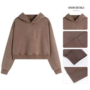 Autumn Winter Style Short Women's <b>Hoodie</b> Clothing Fashion Leisure Casual Comfortable <b>Thin</b> Sweatshirt Embroidery Custom Lgoo - Product Image 2