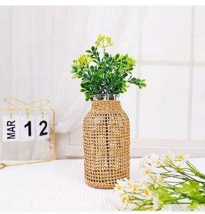 Vase en verre de Style campagnard avec corde de chanvre, couverture tissée, Vases à fleurs pour centre de table de mariage - Product Image 2