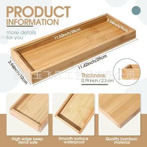 Bamboo Rectangular <b>Tray</b> 29cm Wooden <b>Storage</b> Serving <b>Tray</b> For Home Kitchen Dining Use - Product Image 4