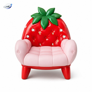 Silla Moderna de Fibra de Vidrio con Forma de Fresa, Impermeable, Sillón Infantil, Asiento Resistente para Tienda de Postres, Hotel, Sala de Estar - Product Image 1