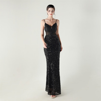 33202 #2025 nouvelle robe de soirée à paillettes à col en V profond avec perles robustes et filet découpé au laser, jupe sirène