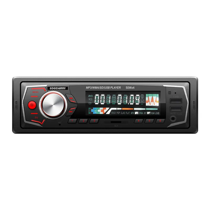 Radio Estéreo de un solo Din para coche, reproductor MP3, FM, WMA, TF, AUX, con llamadas manos libres, USB Dual, 7 colores
