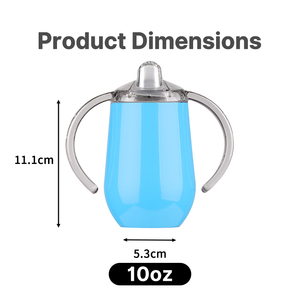 Tazza per Bambini a Forma di Uovo con Doppia Parete in Acciaio Inox 304 da 10oz, con Manico e Cannuccia - Product Image 2