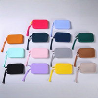 Sac de maquillage Portable en Silicone pour femmes voyage cosmétique sac à fermeture éclair pochette de rangement carré trousse de toilette porte-monnaie étanche