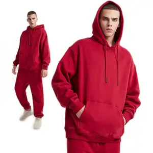 custom Men Outer 100% Cotton Oversized Hoodie and Jogger Sweat Pants Two Piece Set