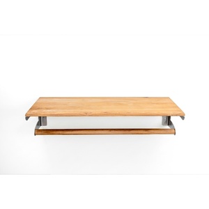 Modern Multifunctional Solid Wood <b>Corner</b> Wall <b>Shelf</b> and Bathroom Storage Rack with Towel Bar Stainless Steel Holder - Product Image 2