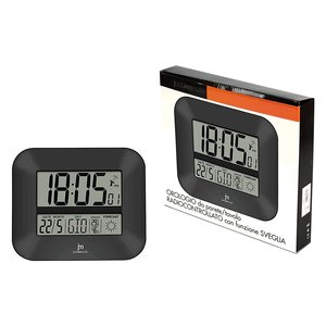 Reloj de pared (27x24cm) digital con fecha y meteorología JUSTAMINUTE Negro JD 9906 - Product Image 2