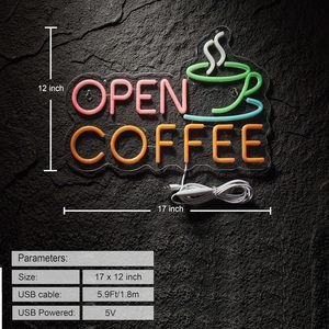 Coffee Open Neon LED Dimmable USB Powered Ambient <b>Light</b> Store <b>Window</b> Decoration <b>Light</b> Street Indicator <b>Light</b> Landscape <b>Light</b> 5v - Product Image 4