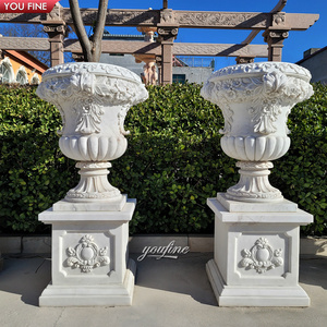 Vasi per Fiori in Marmo Naturale di Grandi Dimensioni con <span class=keywords><strong>Testa</strong></span> di Capra per Giardino Esterno - Product Image 2