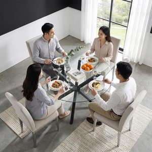 SENYU Wholesale Modern <b>Dining</b> <b>Room</b> Furniture <b>Sets</b> <b>6</b> Seater Glass Top <b>Dining</b> Table Polyester Sherpa <b>Chairs</b> for Living <b>Room</b> Home U - Product Image 6