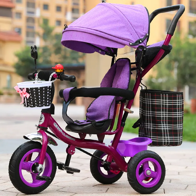 Tricycle avec poignée de poussée détachable pour enfants, 3 roues, Tricycle pour enfants de 2 + ans