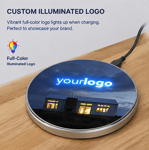 Chargeur sans fil 15W ultra-fin à charge rapide <span class=keywords><strong>Qis</strong></span>, cadeau promotionnel d'entreprise avec logo lumineux personnalisé - Product Image 5