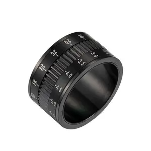 Yiwu DAICY Модный новый дизайн уникальный объектив камеры 12 мм Широкие мужские кольца титановая сталь черный поворотный подарок кольцо тревожности