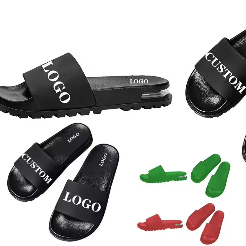 High Fashion benutzer definierte schwarze Hausschuhe Luftkissen Folien benutzer definierte Flip Flops Männer Designer leere Sandalen Schuhe Unisex Schuhe