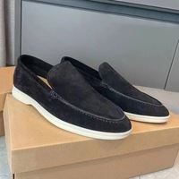 Mocassins en daim pour homme, souples, légers, semelle blanche, chaussures décontractées pour la marche quotidienne et la conduite, plusieurs couleurs disponibles