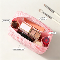 Trousse de Maquillage en Maille Colorée Portable, Organisateur de Voyage Léger avec Fermeture Éclair pour Rouge à Lèvres et Articles de Toilette, Vente en Gros