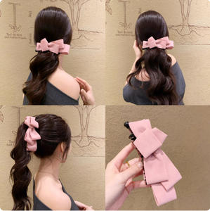 Barrette à cheveux en forme de banane multi-couches de haute qualité coréenne pour l'automne, barrette à cheveux pour femme, barrette à cheveux faite à la main, crème douce, style sœur, vent - Product Image 3