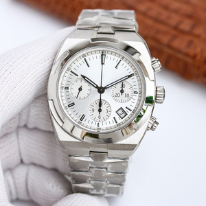 5500v style Stainless Steel Cushion <b>Case</b> Chronograph <b>Watch</b> Men Luxury White Dial Automatic Mechanical <b>Watch</b> Black Rubber Strap - Product Image 1