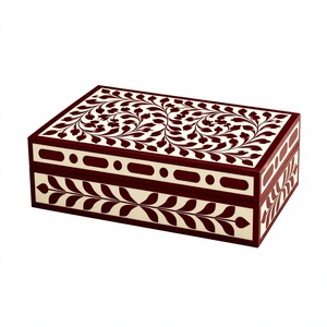 Premium Handmade Abstract Bone Inlay Jewelry <b>Case</b> Black & White Wooden Organizer Box for Jewelry, Watches, Accessories, <b>Vanity</b> - Product Image 1