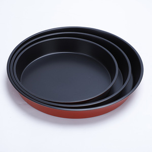 Round Non-Stick Baking Pans Carbon Steel Cake Mold Red And Black Oven Safe For Bread And Cakes - Product Image 1