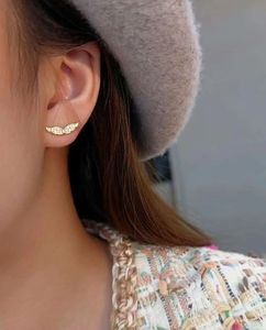 Xinfly Trendy 18k Solid Gold AU750 0.16ctw Natural Diamond Angel <b>Wing</b> Stud <b>Earrings</b> for Gift Fine Jewelry - Product Image 3