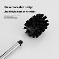 Porte-brosse de toilette vertical moderne en acier inoxydable 304, écologique, efficace, nettoyage sans angle mort