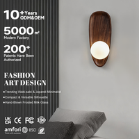 Lampe murale LED à montage en surface, personnalisable, en bois et verre, éclairage blanc chaud pour chambre à coucher