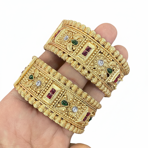 Openable Gold Plated Pota Stone Fine <b>Bangles</b> <b>Set</b> 10581327PGR_2.8 - Product Image 2